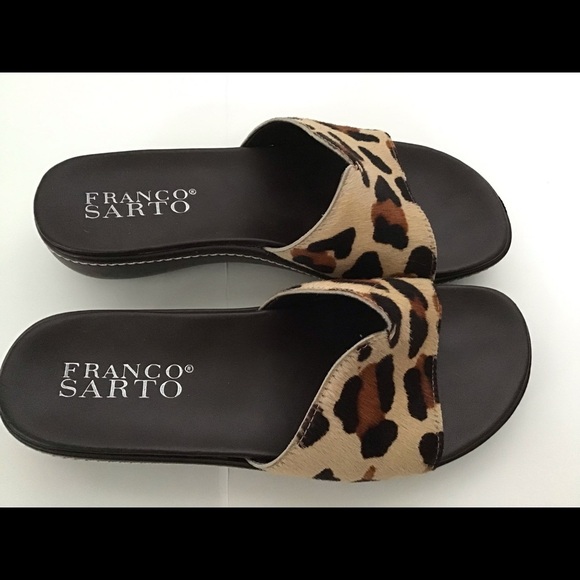 💖Host Pick💖Franco Sarto leather slide sandals w/ cheetah pattern - Picture 2 of 6